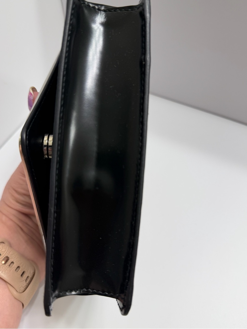 ❌SOLD❌ 🖤 Prada Black Spazzolato Leather Maxi Triangle Logo Flap Chain Crossbody - Picture 5 of 10
